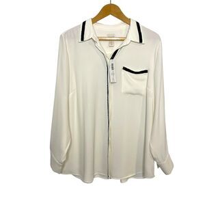Chico's Women's Beaded Embellish Trim‎ Shirt Size 3P (Size LP)